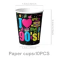 Vasos de papel desechables con tema retro de los 90 vajilla de fiesta set 10 piezas - Retro 90s - Vasos de Papel