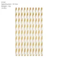 Gold and white striped paper straws, 19.7cm length, perfect for parties and celebrations. - Gold Stamping Paper Straws / 10 Pieces Pack