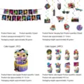 set de decoracion de fiesta anos 90 banderin espiral colgante topper torta cumpleanos - Retro 90s - Set de 4 Piezas / Pancarta+Espiral+Topper Grande+Toppers Pequeños