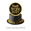 2027 Neujahr Schwarz Gold Tortenaufleger Party Dekoration Kuchenstecker 1 Stueck - Großer Kuchendeckel