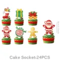 Ensemble de 24 pieces de decorations de cupcakes de Noel pour gateaux de fete de - Décorations pour cupcakes / Lot de 24