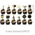 2027 Neujahr schwarz gold Cupcake Topper Party Deko Kuchen Einleger Karten 24Stk - Cupcake-Aufsätze