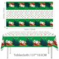 Kerst Tafelkleed 137x183cm Waterdicht Kerstman Feest Tafeldekking Decoratie Artikelen - Kerstman Slee Stipstijl (01) / 137x183cm