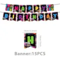 Banner de decoracion de fiesta de cumpleanos anos 90 set de 15 piezas estilo retro. - Retro 90s - Pancarta