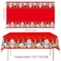 Kerst waterdichte rechthoekige tafelkleed 137x183cm feestelijke sneeuwman decor - Sneeuwpop Boom Peperkoekhuisje Stijl (02) / 137x183cm