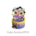 Topper para tarta de cumpleanos tematica retro de los 90 con boombox y decoracion de zapatillas. - Retro 90s - Topper de Pastel