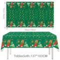 Kerst tafelkleed wegwerp waterdicht rechthoekig tafelbladhoes voor feestdecoratie 137x183cm - Kerstsok Beer Sneeuwvlok Stijl (03) / 137x183cm