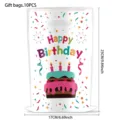 Birthday party gift bags plastic treat bags with cute cake print 10pcs size 17x25cm - Style 02 / 10 Pieces Pack