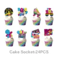 toppers de cupcake de los años 90 decoracion de fiesta retro 24 piezas para pastel - Retro 90s - Toppers de Cupcake