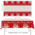 Kerst peperkoekenhuis tafelkleed waterdicht wegwerp rechthoekige tafelhoes feestdecor - Kerstman Peperkoekhuisje Rendier Stijl (04) / 137x183cm