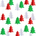 Papieren kerstboom hangende slingers voor feest decoratie rood wit en groen kerst - Kerst Hanger Slinger 1 Stuk
