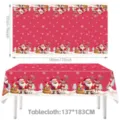 Tovaglia natalizia impermeabile Babbo Natale festa copritavolo rettangolare SKU - Stile Babbo Natale Renna Fiocco Fondo Rosso (05) / 137x183cm