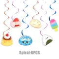 Cute cartoon food theme hanging swirl decorations birthday party supplies 6 pcs set - Squishy Food Hanging Spirals