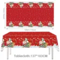 Tovaglia natalizia rettangolare impermeabile Babbo Natale decorazione per festa 137x183cm - Stile Rosso Babbo Natale Regali (06) / 137x183cm
