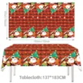 Tovaglia natalizia impermeabile Babbo Natale rettangolare copertura per festa 137x183cm - Stile Quadri Rosso e Nero Babbo Natale (07) / 137x183cm