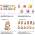 Cartoon Macaron süßes Thema Geburtstag Party Dekoration Banner hängende Spirale Tortenaufsatz - Brötchen Squishy 4-Teiliges Dekorationsset