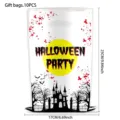 Halloween party plastic gift bags for candy and treats with spooky castle design 10pcs - Ghost House Style / 10 Pieces Pack