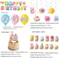 Cartoon Macaron süße Brötchen Thema Geburtstag Party Set mit Luftballons und Tortenaufsätzen - Brötchen Squishy 5-Teiliges Dekorationsset