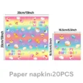 Cute cartoon theme party paper napkins with colorful rainbow background, 20 pieces pack. - Squishy Food Paper Napkins / 20 Sheets/Pack (33cm)