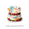 Cartoon theme birthday cake topper decoration, cute food design happy birthday party cake insert. - Squishy Food Large Cake Topper
