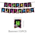 80er retro thema geburtstag party hängende banner dekoration set, bunte papierflaggen - Banner