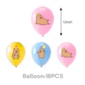 Capybara themed birthday party 12inch latex balloons set, colorful cute animal decorations. - Capybara Balloons (18 Pieces/Pack)