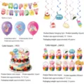 Cartoon squishy theme birthday party decoration set including banner balloons cake toppers. - Squishy Food 5-Piece Decor Set with Balloons