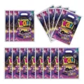 80er Retro Party Plastik Geschenktueten mit Griffen, bunte Diskokugel und Kassetten Design. - Geschenktüte