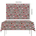 Valentinstag Tischdecke Schwarz Weiß Gestreift Rote Herzen Party Tischdeko 183x137cm - Stil 02-137*183CM