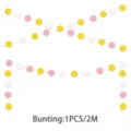 Detailed view of pink white and gold glitter paper dot garland party hanging decoration. - Dot Bunting (Pink Retirement)