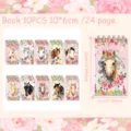 Bonito juego de cuadernos de espiral con caballo de acuarela, 10 libretas de bolsillo 10x6cm 24 p. - Tema de Carreras de Caballos / 10 Piezas/Paquete / Tonos Rosados