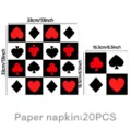 Pokerspiel Design Papierservietten Set mit Herz Karo Pik Kreuz Motiven für Partydekoration. - Servietten (Casino-Poker-Thema) / 20 Stück