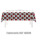 Tischdecke mit Pokermotiv im schwarzweißen Schachbrettmuster und Kartensymbolen. - Tischdecke (Casino-Poker-Thema) / 108*180cm