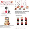 Poker Motiv Geburtstag Party Deko Set mit Luftballons, Spirale Girlanden und Tortenaufleger. - 5-teiliges Set (Casino-Poker-Thema) / 64 Stück/Packung