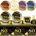80. Geburtstag Party Geschirr Set mit Tellern Bechern Servietten Tischdecke Feier - Goldgeprägte Papierstrohhalme / 10er Pack / Schwarzgold 80. Jahrestag