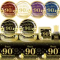 90 Geburtstag Party Zubehoer Set mit Pappteller Becher Servietten und Tischdecke dekor - Goldgeprägte Papierstrohhalme / 10er Pack / Schwarzgold 90. Jahrestag