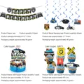 Polizei Geburtstag Party Dekoration Set Banner Tortenaufsatz Hängende Deko für Kinder - Deko-Set (Banner+Stecker+Spiral)