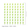 Grüne und weiße gestreifte Pappstrohhalme, 10 Stück Packung, umweltfreundlich, 20cm - Fruchtgrüne Strohhalme 10 STK