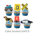 Polizei Motto Cupcake Topper für Kinder Geburtstag Party Kuchen Dekoration Set 24St. - Cupcake-Topper