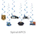 Polizei Thema Geburtstag Party hängende Wirbel Dekorationen 6 Stk Kinder Feier Zubehör - Wirbel-Dekoration