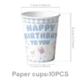 Blaue karierte Geburtstag Pappbecher mit süßem Entenmuster für Kinder Party Dekoration 10 Stück - Papierbecher - Blaue Gans / 10 Stück/Packung (9oz)