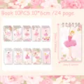 Rosa Ballerina Mini Spiralblock Set, 10 Stk., 10x6cm, 24 Seiten pro Buch süße Schreibwaren. - Ballettmaedchen Notizbuch / 10er Pack