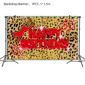Roter Leopardenmuster Geburtstag Hintergrund Banner mit Panther Silhouette, 1x1.5m. - Hintergrund 1 Teil 150x100cm
