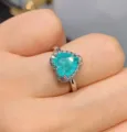 Herzform imitat Paraiba Turmalin Ring mit funkelnden Diamant Akzenten elegante Schmuck Variante - verstellbarer Ring