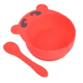 Ensemble bol d'aspiration et cuillère en silicone rouge pour bébé et alimentation. - Bol ourson + cuillère en silicone pur Y6