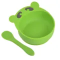 Ensemble bol à ventouse et cuillère en silicone vert pour bébé, vaisselle enfant. - Bol ourson + cuillère en silicone pur Y7