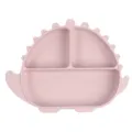 Bonito plato de silicona para bebe con forma de dinosaurio y divisiones practicas. - Plato / Rosa