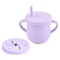 Children silicone training cup with double handles straw lid and snack lid purple baby cup - Y2 Straw Cup + Snack Lid
