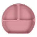 Silicone baby suction plate divided toddler feeding dish in pink round main product view - Y19