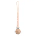 Silicone pacifier clip newborn baby teething toy anti drop chain wooden bead pink - Y4